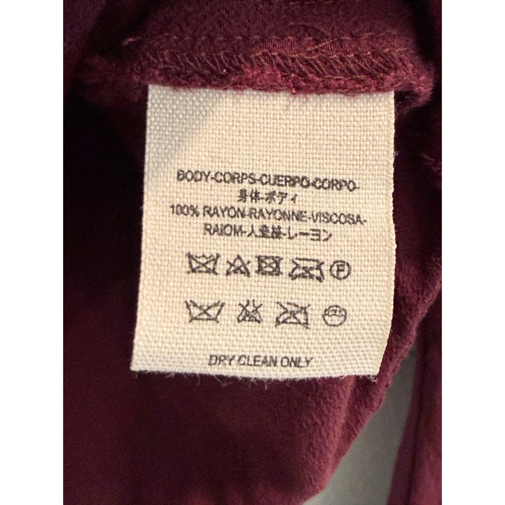 Free People Cropped V-Neck Top XS Burgundy Wine Red Romantic Boho Bell Sleeve - Picture 7 of 8